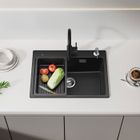 CECIPA MAX Évier de cuisine en granit - Noir anthracite - 60x45cm - 1 bac - Réversible - Distributeur de savon