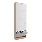 CASABEL Meuble chaussures - Armoire Rangement Grande Capacité 15 Paires - Meuble d Entrée Couloir - Blanc Bois Clair - 60x17x180 cm