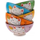 LA CHINEUSE Série De 5 Bols En Couleurs - Motifs Maneki Neko Japonais