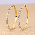 HUEIHWOH Boucles d'oreilles - Créoles - Acier inoxydable - Doré - 40 mm - Zirconium