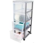 Iris Ohyama, Tour de rangement, 4 tiroirs de 15 L - Poignées ergonomiques - L40 x l29 x H81 cm - Gris
