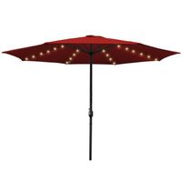 HENGDA Parasol avec éclairage solaire LED, parasol de jardin Ø 350 cm rouge