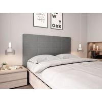 Tête de lit en tissu grise - LOUNGITUDE - WILLY - Scandinave - Moderne - 140 cm - Métal