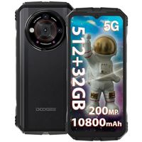 Doogee V30 pro Smartphone Robuste 512 Go 10800 mAh 33W Charge Rapide 200MP Caméra 6,58'' IP68 Téléphone 5G NFC GPS - Noir