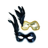 Masque loup tissu avec plumes noires - GENERIQUE - Femme - Renaissance - Vendu à l'unité