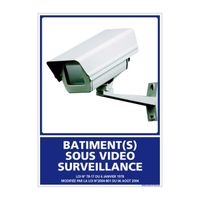 Panneau Information Bâtiments sous vidéo surveillanceAdhésif75 x 105 mm 75 x 105 mm Adhésif