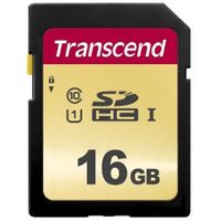 Carte SD 16GB UHS-I U1 - TRANSCEND - 500S - Jusqu'à 95 Mo/s - Jusqu'à 60 Mo/s
