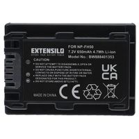 EXTENSILO Batterie compatible avec Sony Cybershot DSC-HX100, DSC-HX100V, DSC-HX200V appareil photo, reflex numérique (650mAh, 7,2V,
