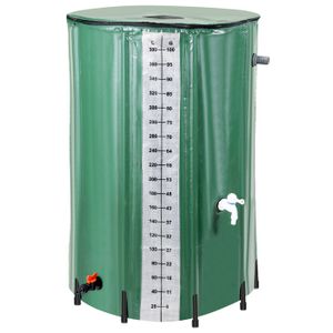 COLLECTEUR EAU - CUVE  Réservoir d'eau de pluie pliable 380L vert 100x70cm Récupérateur d'eau de pluie avec sortie pour tuyau d'arrosage COLLECTEUR D'EAU