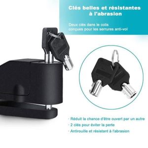 ANTIVOL - BLOQUE ROUE Antivol Moto Alarme Moto Bloque Disque Son D'alarme 110db Pour Motovéloscooter Avec 2 Clés Et 1 Clé Hexagonale