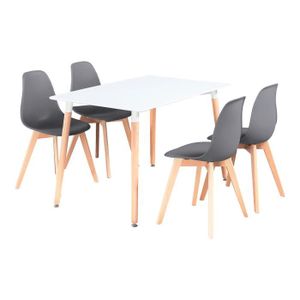 Table Salle à Manger Blanche Et Chaises Grises Foncés