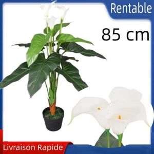 FLEUR ARTIFICIELLE Plante artificielle avec pot Lis Calla 85 cm Blanc Les détails sont parfaits, pleins et réaliste CHAUD JID