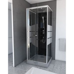 CABINE DE DOUCHE Cabine de douche avec verre sérigraphié - Gris - 80 x 80 x 235 cm