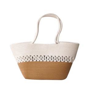 PANIER - SAC DE PLAGE Sac de plage Femme en corde de coton Sac de Paille Grande Capacité pour les vacance et plage