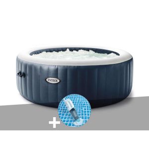 SPA COMPLET - KIT SPA Kit spa gonflable Intex PureSpa Blue Navy rond Bulles 4 places + Aspirateur