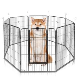 ENCLOS - CHENIL MaxxPet Enclos pour chien 80x100 cm - Modulaire - 8 panneaux - Parc pour chiots - Chenil pour chiens - Puppy Run - Noir