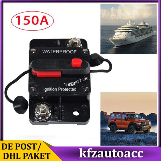 Disjoncteur Automatique Étanché 12-48V DC 120A – Réinitialisation Manuelle IP67 Pour Voiture, Bateau, Camping-Car