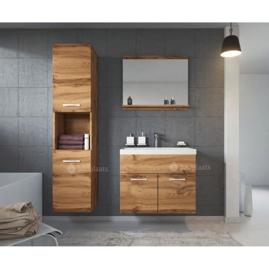 Meuble de salle de bain Montreal 60x35 cm - Wotan - Ensemble salle de bain + miroir + meuble colonne
