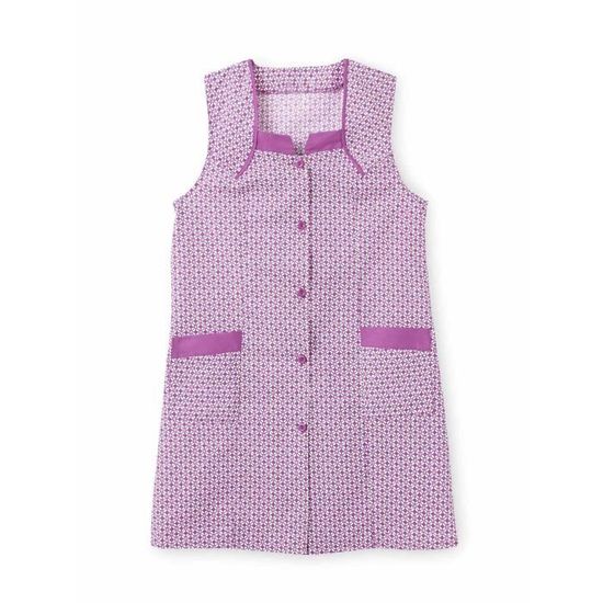 Charmance Tablier 3/4 Sans Manches Femme - Taille 38 Uni Violine - Boutonné Avec Poches