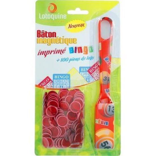 Lot Bâton Magnétique + 100 Pions - Loto/Bingo Vert