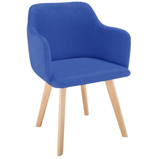 Chaise style scandinave Candy Tissu Bleu - MENZZO - Bureau - Avec accoudoirs - Intérieur