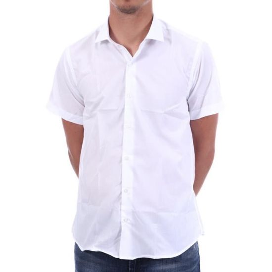 Chemise Homme Manches Courtes Viettien – Blanc – Taille XL Régulière