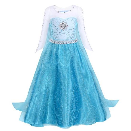 Robe Princesse Elsa JUREBECIA - Costume avec Cape Brillante pour Fille - Pâques, Mardi Gras, Anniversaire