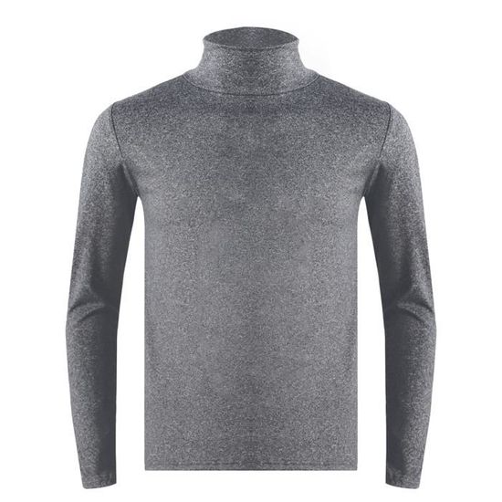 T-shirt Thermique Manches Longues Col Haut Pour Homme - Sous-vêtement Chaud Hiver, Polyester/coton