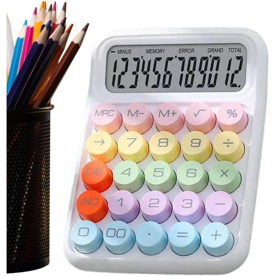 Calculatrice Mécanique Colorée Avec Clavier - Fonctions Scientifiques - Design Rétro Lilas - Pour Bureau Et école