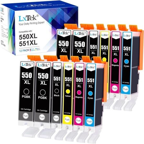 Cartouche D'encre Compatible Canon PGI-550XL CLI-551XL - Pack De 1, Pour Imprimantes MG/IX/IP/MX Série (MG5450, MG5650, IP7250, Etc.)