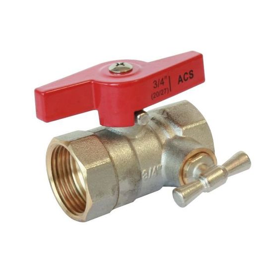 Robinet à Boisseau Sphérique Laiton 3/4" - Lot De 2 Avec Poignée Papillon Rouge - Pour Arrêt D'Eau Sur Tuyauterie