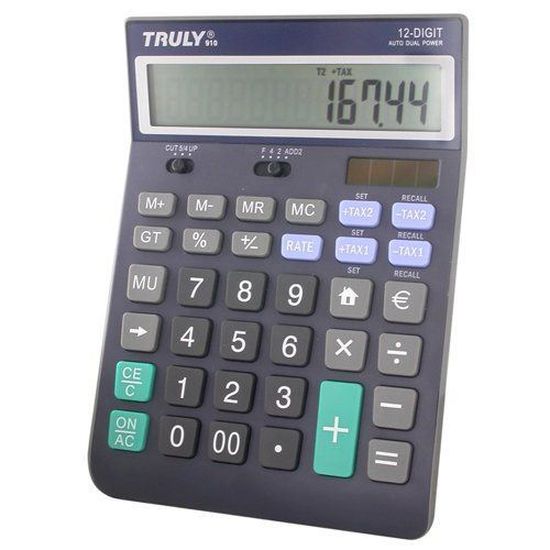 Calculatrice Bureau 12 chif. TRULY 866T-12 - 9 x 13 cm