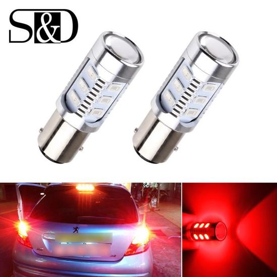 2x 380 P21/5W 1157 BAY15d COB LED Sidelight Tail Stop Brake Light Bulbs Red 8W e