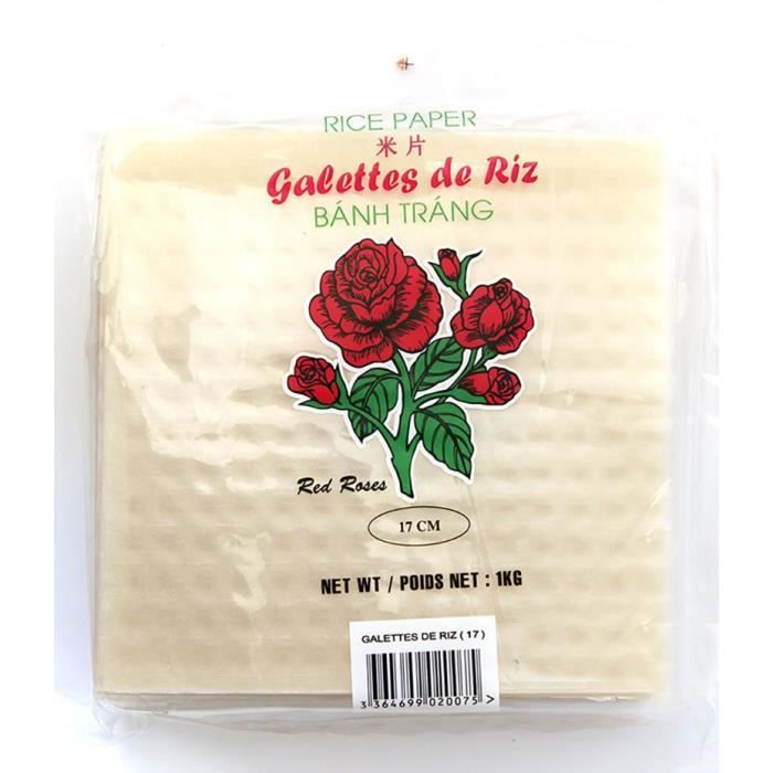 Galettes, Feuilles de riz carré 17 cm 1kg Red Roses - Cdiscount Au quotidien