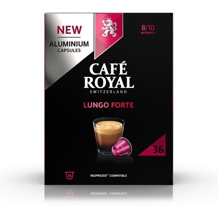 CAFE ROYAL PRO - 360 CAPSULES COMPATIBLES NESPRESSO® USAGE DOMESTIQUE - LUNGO FORTE - 10 Boites de 36 Capsules Système Nespresso®