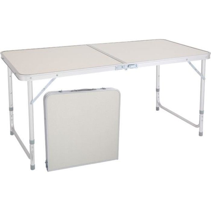 Table de camping 120 x 60 cm – Table pliante en aluminium Table de pique-nique pliable Hauteur réglable