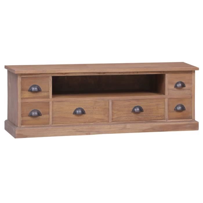 FAN Meuble TV 120x30x40 cm Bois de teck massif☺☻1