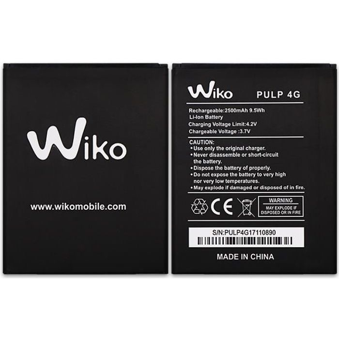Pour WIKO Pulp 4G Batterie de téléphone portable 2500mAh Batterie Haute Capacité Batteries