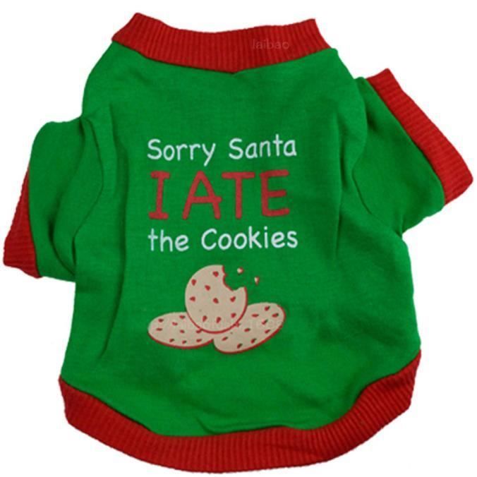 Noël de chiot vêtements Biscuits de Noël Interlock Green Seal manteaux pour toutous GSY60815606M_911