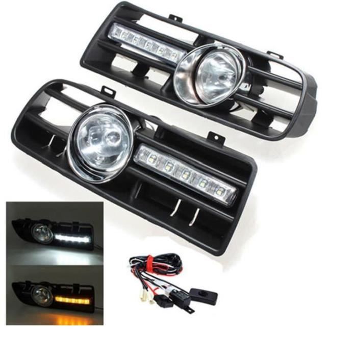 2 x LED Phares Antibrouillard Projecteur Grille pare-chocs voiture pr 97-06 VW GOLF 4 MK4 IV