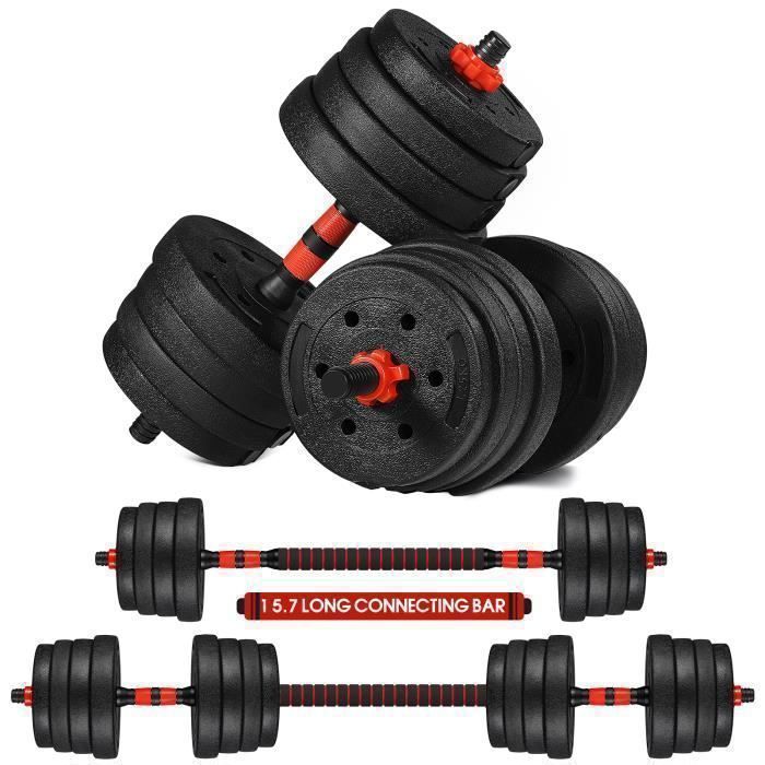 Kit Haltères 20 Kg - Réglables Musculation (Noir) N - Haltère domestique Poids Ajustable