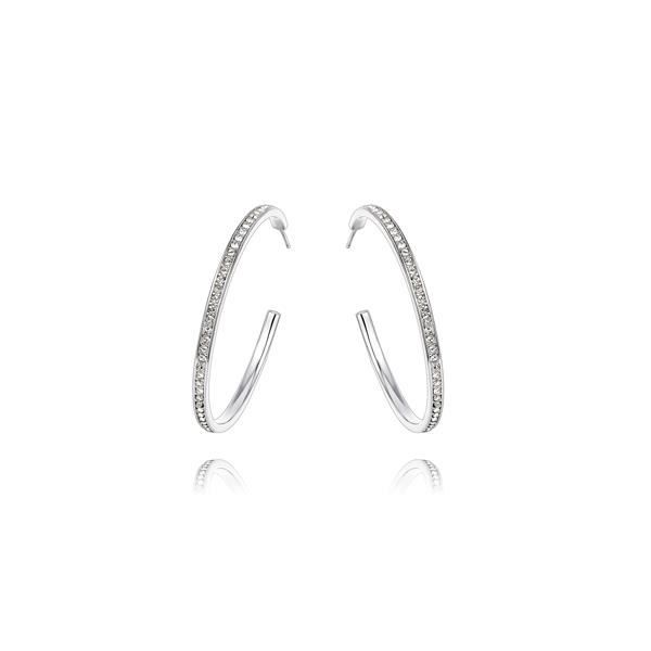 Boucles d'Oreilles Petites Créoles en Cristal de Swarovski Elements Blanc