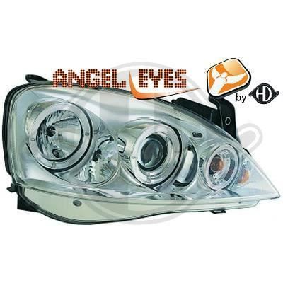 1813480 , Paire de Feux Phares angel eyes chrome pour OPEL Corsa C de 2000 a 2006