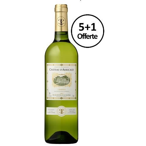 Graves blanc sec 2019 du Château d'Arricaud - lot de 6 bouteilles de 75cl - 5+1 offerte - Graves blanc - Bordeaux