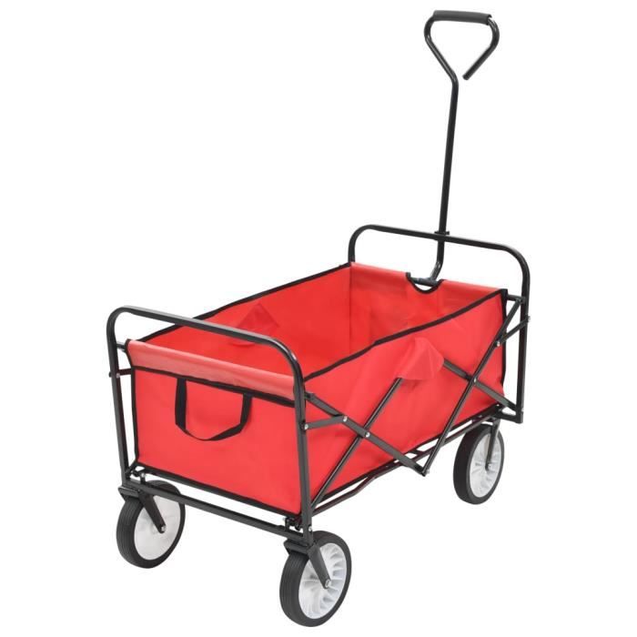 Chariot à main pliable - Chariot de transport pliable Charrette pour jardin - Acier Rouge