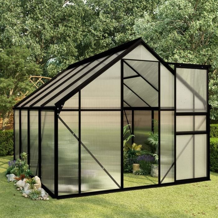 Serre Jardin Tunnel Serre à Tomates Anthracite Aluminium 4,75 m²