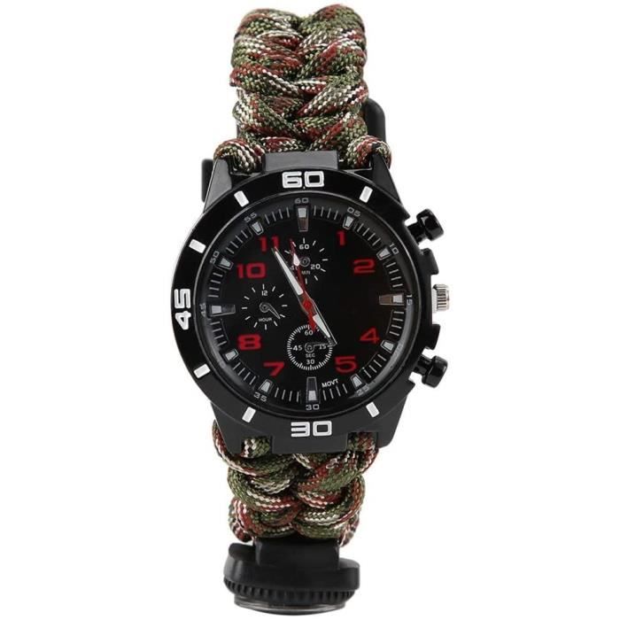 Montre boussole multifonction anti-âge, montre de survie, robuste 8-en-1 pour les activités de plein air de reconnaissance d'uA98