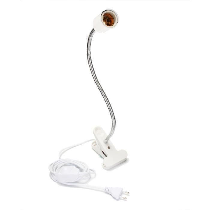 E27 40CM Lampe Pince Flexible Douille Dimmable Interrupteur 360 ° Pr Reptile EU PRISE BLANC L27905