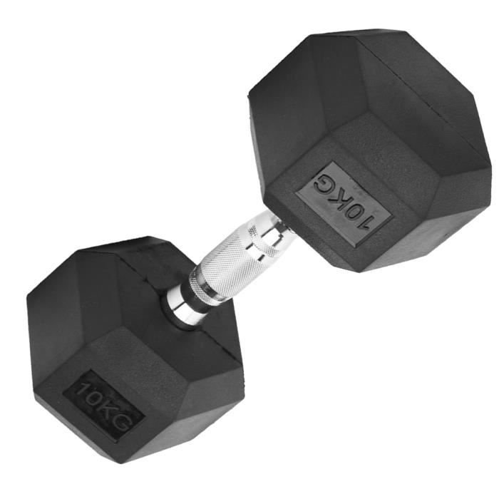 Haltère hexagonale 10KG simple haltère hexagonal encastré à la maison Gymnase d'entraînement Fitness main haltère de fer