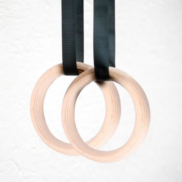 ARAMOX anneau de gymnastique de forme physique 1 paire d'anneaux de gymnastique professionnels en bois Gym Fitness musculation avec